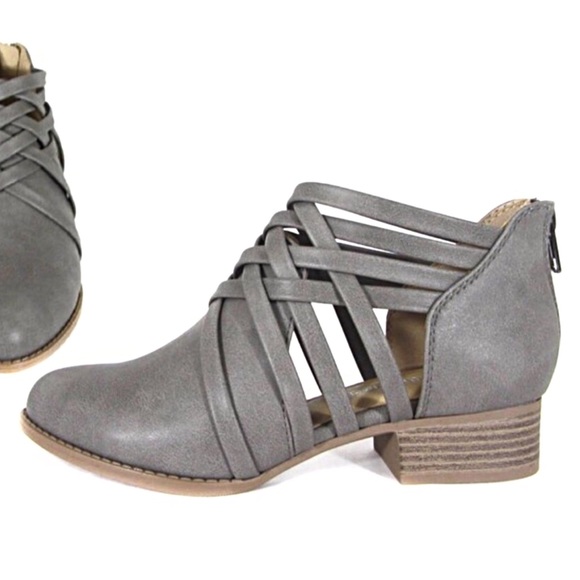 grey booties low heel